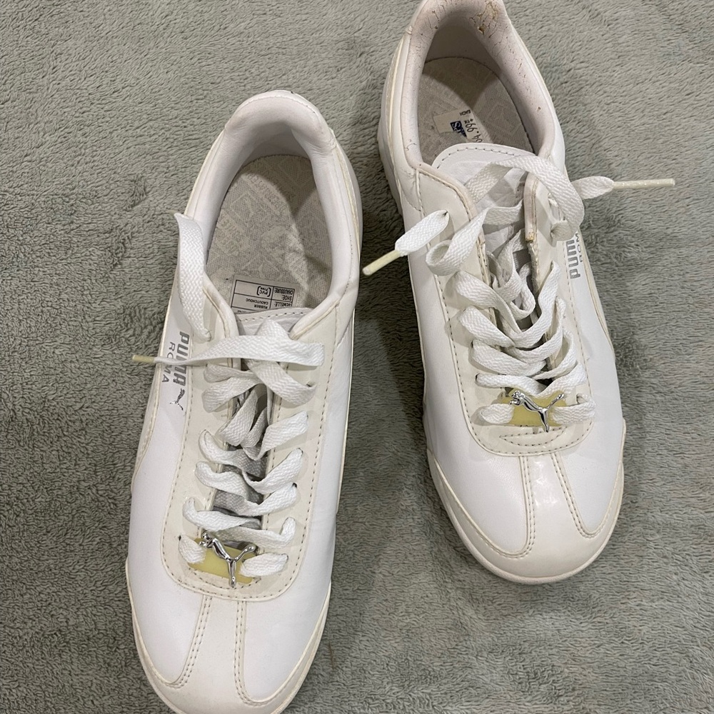 Puma Roma Women’s Size 7 Classic White Leather Sneakers - Picture 3 of 5